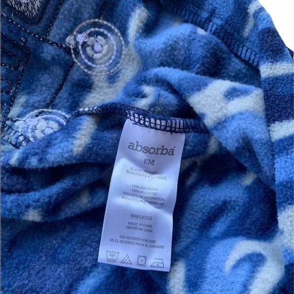 Absorba 2 Bundle Set Fleece Footed Onesie PJ 6M - Picture 6 of 7